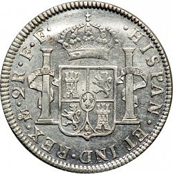 Large Reverse for 2 Reales 1782 coin