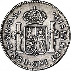 Large Reverse for 2 Reales 1785 coin