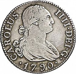 Large Obverse for 2 Reales 1790 coin
