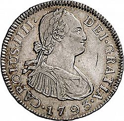Large Obverse for 2 Reales 1793 coin