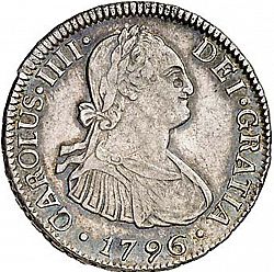 Large Obverse for 2 Reales 1796 coin