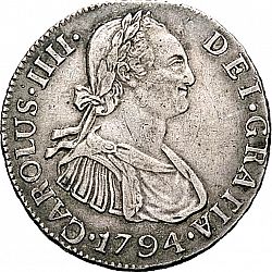 Large Obverse for 2 Reales 1797 coin