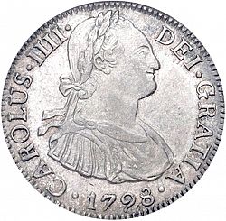 Large Obverse for 2 Reales 1798 coin