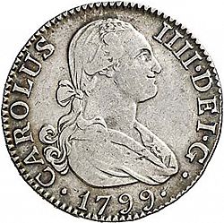 Large Obverse for 2 Reales 1799 coin