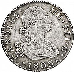 Large Obverse for 2 Reales 1803 coin