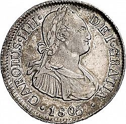 Large Obverse for 2 Reales 1805 coin