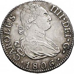 Large Obverse for 2 Reales 1806 coin