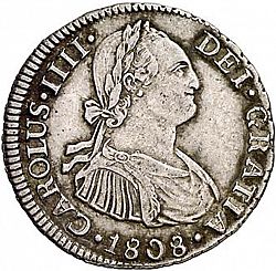 Large Obverse for 2 Reales 1808 coin
