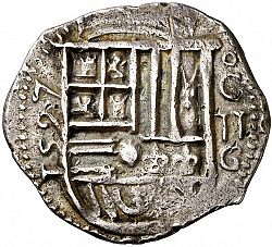 Large Obverse for 2 Reales 1597 coin