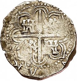 Large Reverse for 2 Reales 1593 coin