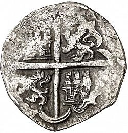 Large Reverse for 2 Reales 1593 coin
