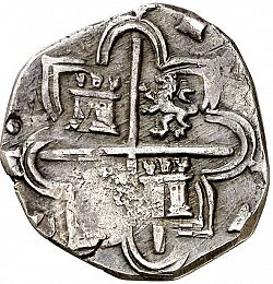 Large Reverse for 2 Reales 1595 coin