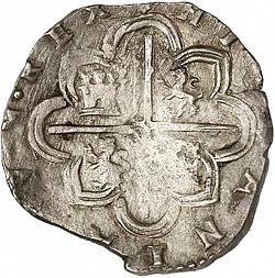 Large Reverse for 2 Reales 1595 coin