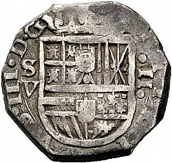 Large Obverse for 2 Reales 1614 coin