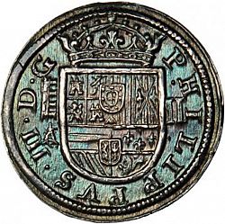 Large Obverse for 2 Reales 1621 coin