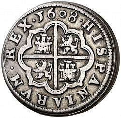 Large Reverse for 2 Reales 1608 coin