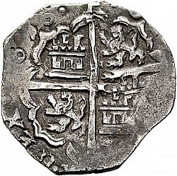 Large Reverse for 2 Reales 1610 coin