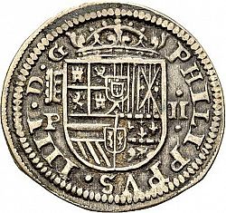 Large Obverse for 2 Reales 1628 coin