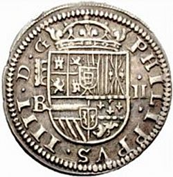 Large Obverse for 2 Reales 1652 coin