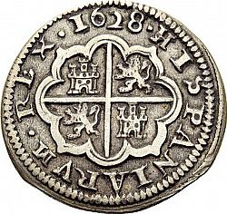 Large Reverse for 2 Reales 1628 coin