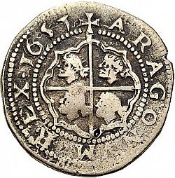 Large Reverse for 2 Reales 1651 coin