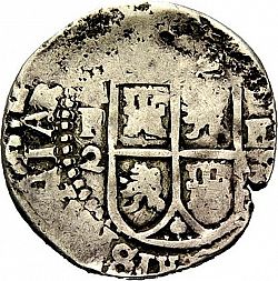 Large Reverse for 2 Reales 1652 coin