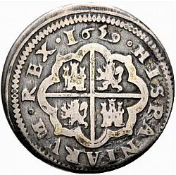 Large Reverse for 2 Reales 1659 coin