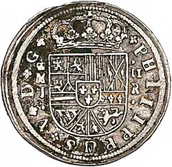Large Obverse for 2 Reales 1717 coin