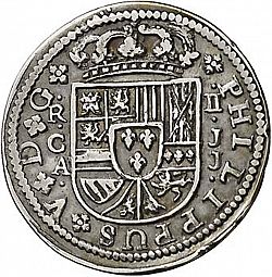 Large Obverse for 2 Reales 1718 coin