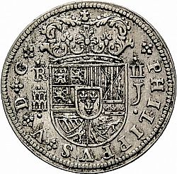 Large Obverse for 2 Reales 1718 coin