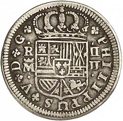 Large Obverse for 2 Reales 1720 coin