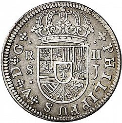 Large Obverse for 2 Reales 1720 coin