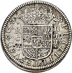 Large Obverse for 2 Reales 1721 coin