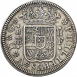 Large Obverse for 2 Reales 1723 coin