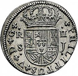 Large Obverse for 2 Reales 1725 coin