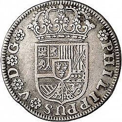 Large Obverse for 2 Reales 1729 coin
