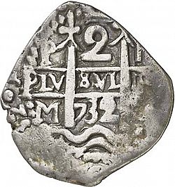 Large Obverse for 2 Reales 1732 coin
