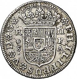 Large Obverse for 2 Reales 1732 coin