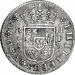 Large Obverse for 2 Reales 1733 coin