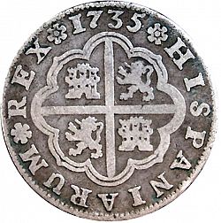 Large Obverse for 2 Reales 1735 coin