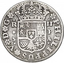 Large Obverse for 2 Reales 1736 coin