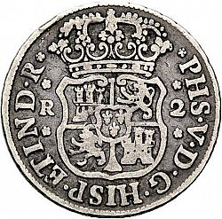 Large Obverse for 2 Reales 1743 coin