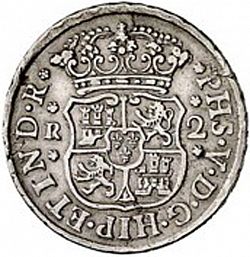 Large Obverse for 2 Reales 1745 coin