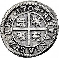 Large Reverse for 2 Reales 1704 coin