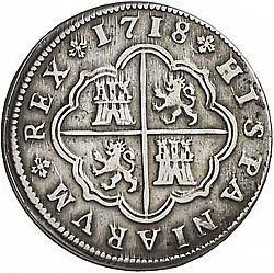 Large Reverse for 2 Reales 1718 coin