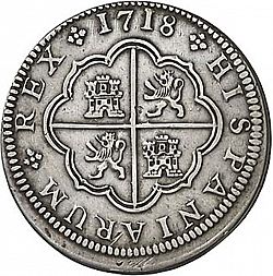 Large Reverse for 2 Reales 1718 coin