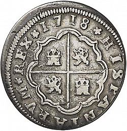 Large Reverse for 2 Reales 1718 coin