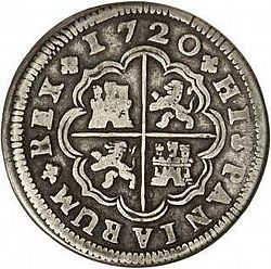 Large Reverse for 2 Reales 1720 coin