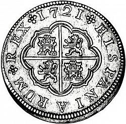 Large Reverse for 2 Reales 1721 coin