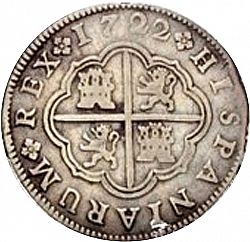 Large Reverse for 2 Reales 1722 coin